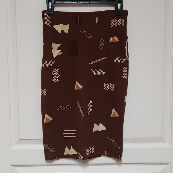 LuLaRoe Brown Abstract Design Print Skirt sz XS - Picture 4 of 7